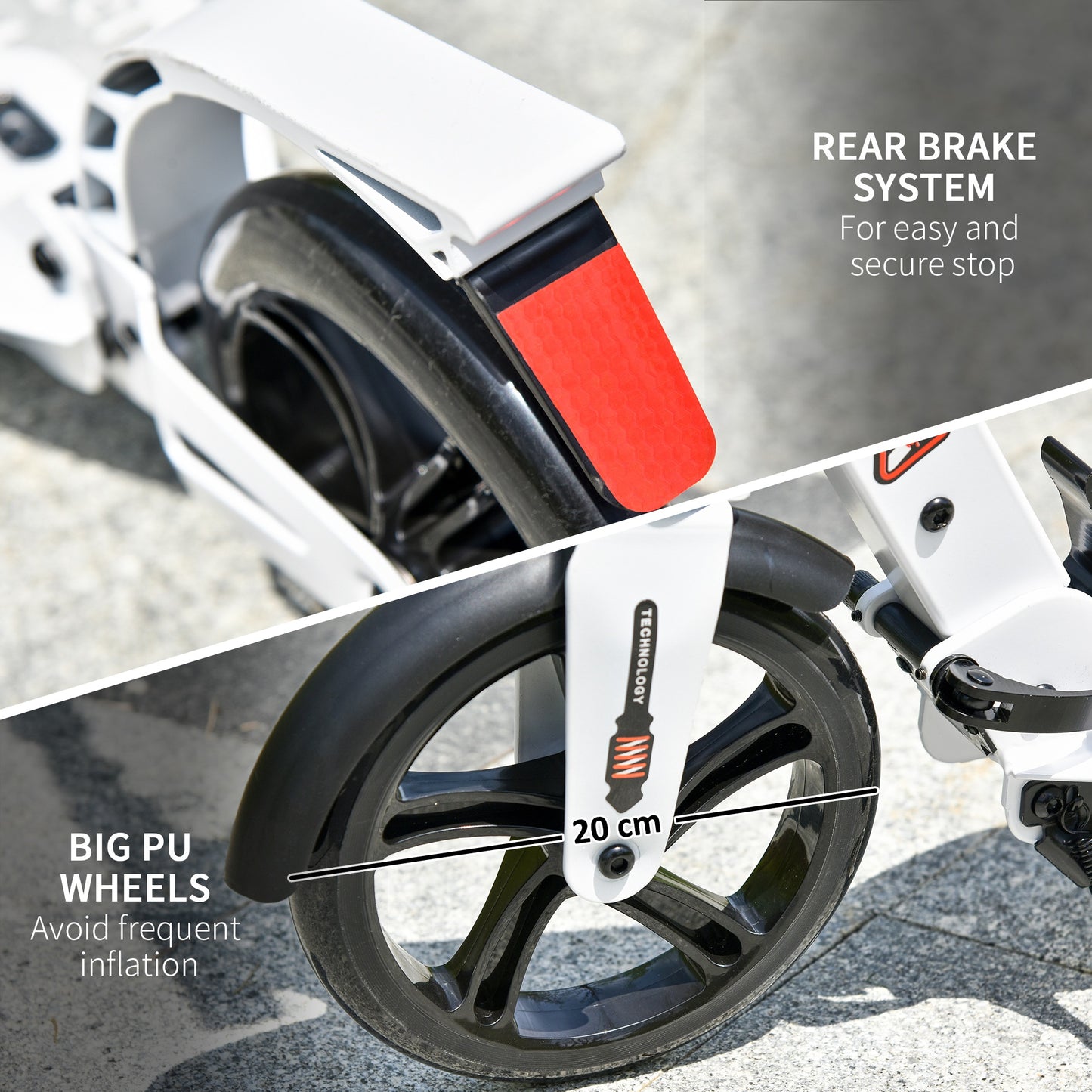 Folding Kick Scooter, Adjustable Ride On Scooter with 200mm Big Wheels and Double Shock Absorption