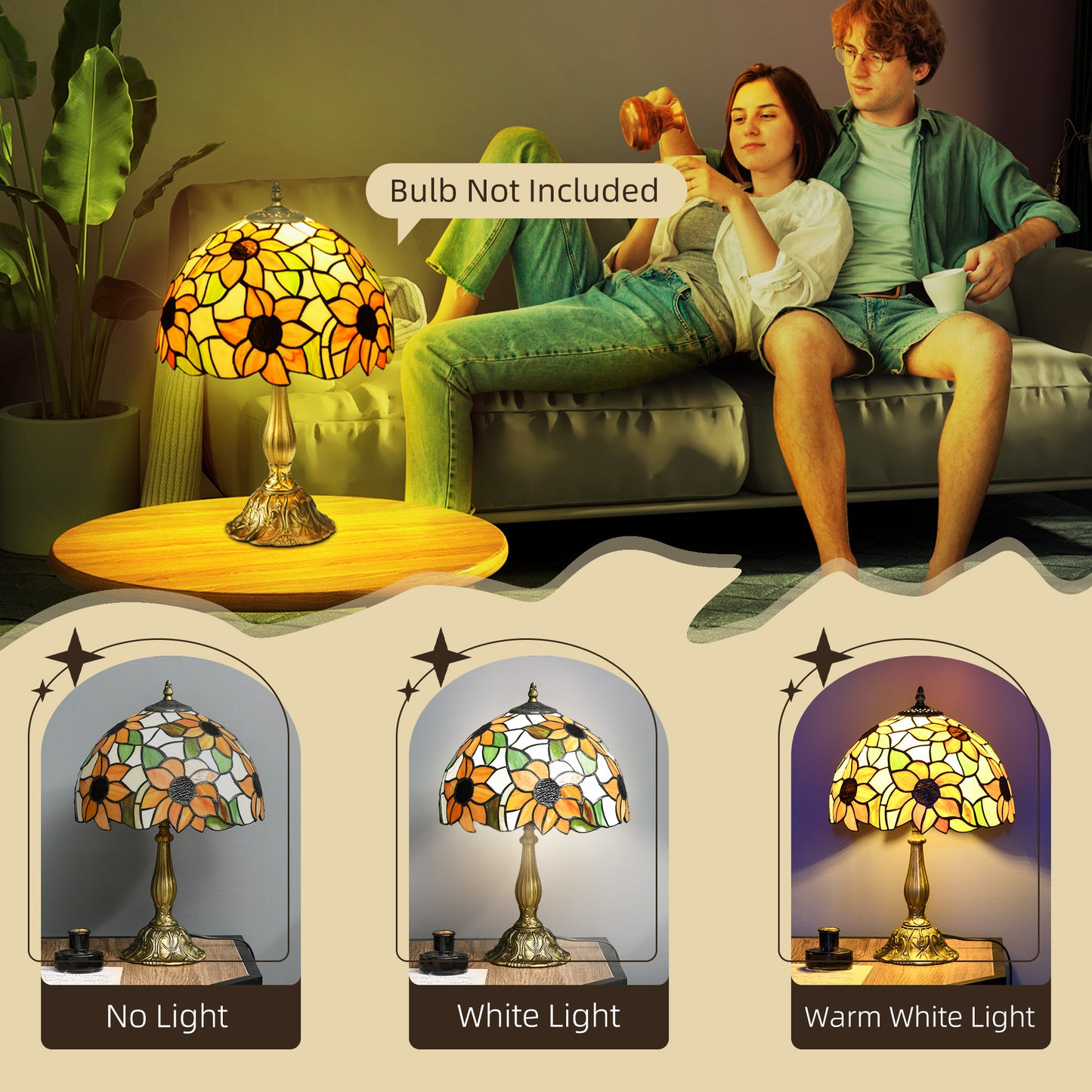 Tiffany Stained Glass Table Lamp, Handmade Antique Bedside Lamp for Bedroom, Living room, Home, Nightstand