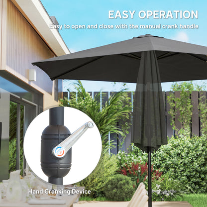 2.6 m Garden Parasol Umbrella with Aluminium Pole, Outdoor Patio Umbrella with Tilt and Crank, Vent, Black