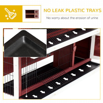 Rabbit Hutch Outdoor 2-Tier Guinea Pig Cage Bunny House Cage with No-Leak Trays for Indoor and Outdoor 136 x 50 x 93cm