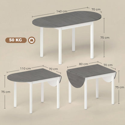 4-6 Person Wooden Drop-Leaf Table - Grey