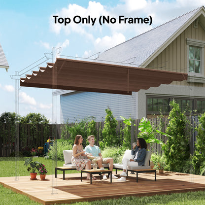 Retractable Pergola Cover, 2.55 x 2.5 m Replacement Canopy Fabric for 3 x 3 m Frame, Roof Top Only, Brown