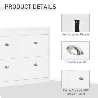 Shoe Cabinet with 4 Flip Drawers Wood Tipping Bucket Narrow Storage Cupboard with Adjustable Shelf Hall Organizer for Entranc