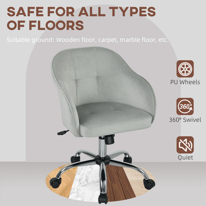 46-56 cm Velvet-feel Office Chair - Grey