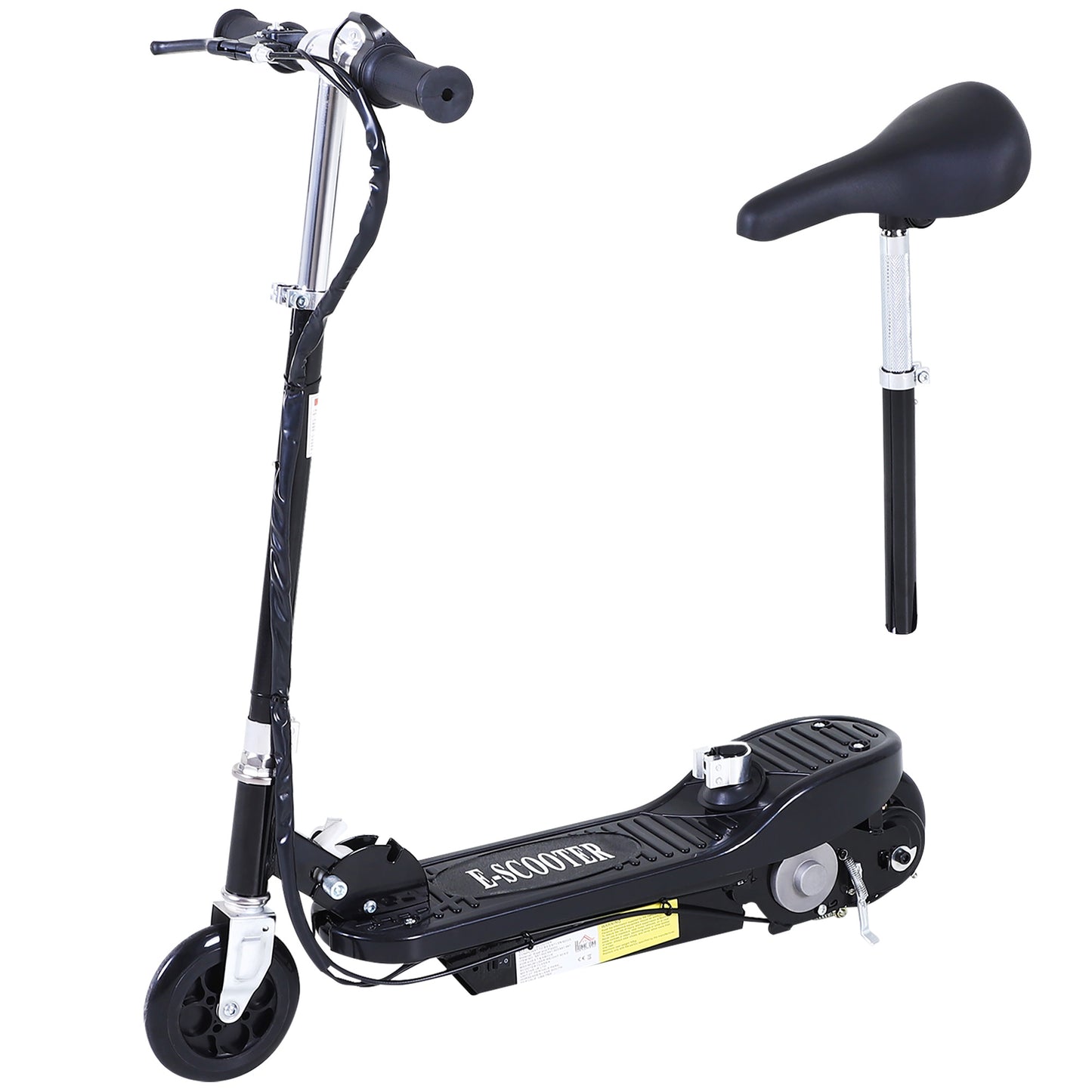 Powered Powered Scooter Ride-On, with Brakes, Adjustable Seat, Adjustable Handlebars, Black