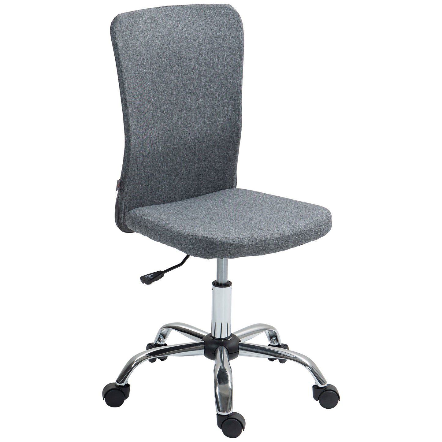 Armless Computer Desk Chair, Fabric Swivel Office Chair, Makeup Vanity Chair with Height Adjustable, Wheels