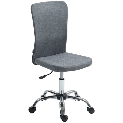 Armless Computer Desk Chair, Fabric Swivel Office Chair, Makeup Vanity Chair with Height Adjustable, Wheels