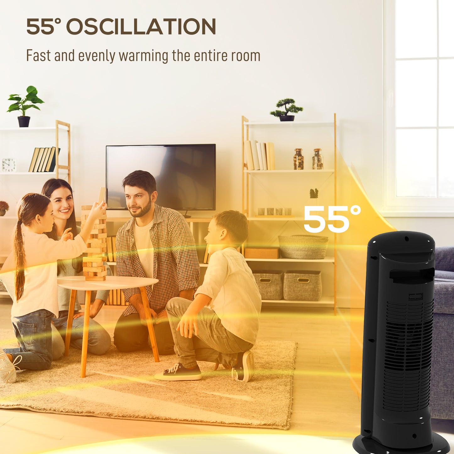 Ceramic Space Heater, 2000W Fan Electric Heater with 4 Modes, Adjustable Thermostat, 55° Oscillation