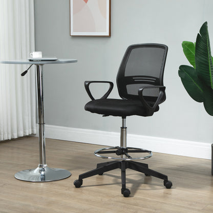 Drafting Chair, Ergonomic Tall Office Chair with Mesh Back, Lumbar Support, Adjustable Height and Foot Ring, Swivel Wheels