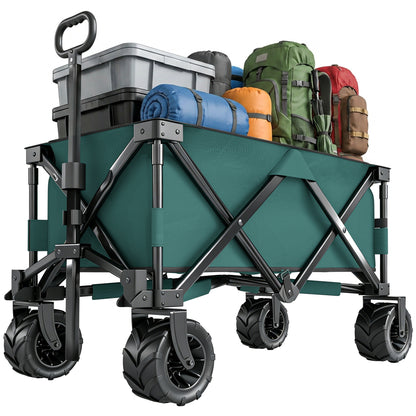 205L Festival Trolley on Wheels, Folding Camping Trolley Cart with Telescopic Handle, Beach Cart