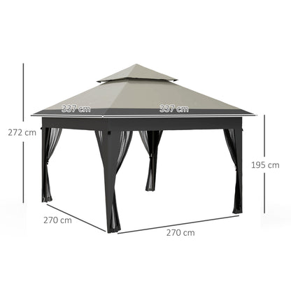 3 x 3(m) Pop Up Gazebo with Mosquito Netting, Easy Setup Marquee Party Tent with 1-Button Push, Double Roof, Carry Bag
