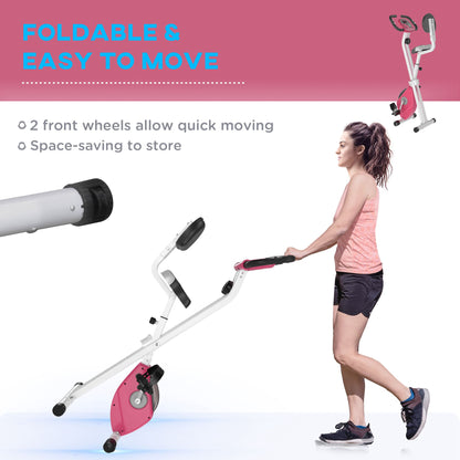 Folding Exercise Bike, Fitness Bicycle Indoor Trainer, 8-Level Magnetic Resistance Adjustable, with LCD Monitor