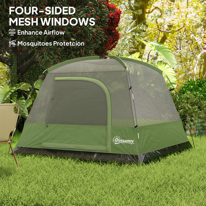 3-4 Person Camping Tent, Easy Set Up Waterproof Dome Tent with Sewn-in Groundsheet, Mesh Windows