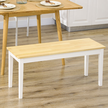102 cm Wood Dining Bench for 2 People, Wooden Bench for Kitchen, Dining Room, Entryway, White