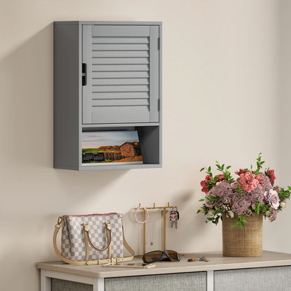 Bathroom Cabinet, Wall Mounted Storage Cabinet with Adjustable Shelves, 40 x 20 x 60 cm, Grey