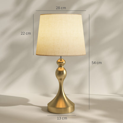 Set of Two Three-Colour Lamps, with USB Ports - Gold Tone