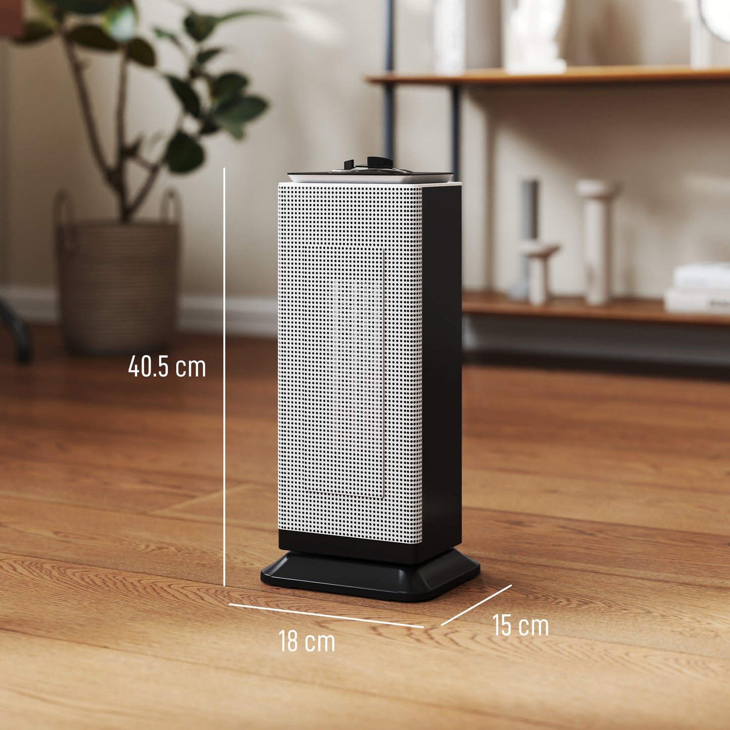 2000W Ceramic Electric Heater with Fan, Oscillation - Black