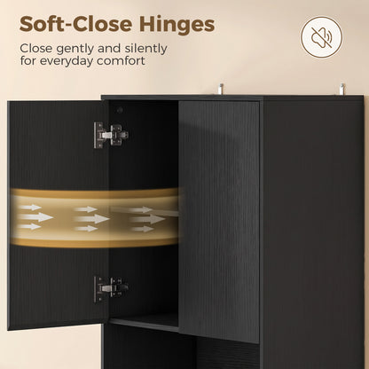 170 cm Kitchen Pantry Cabinet, Freestanding Storage Cabinet with Soft-Close Hinges, Black Wood Effect