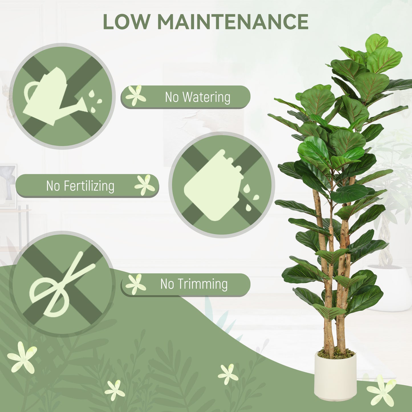 150cm Artificial Fiddle Leaf Fig Tree - Green