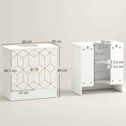 Under Sink Bathroom Cabinet, Under Sink Cabinet with Adjustable Shelf and Open Compartment for Basin with or without Pedestal