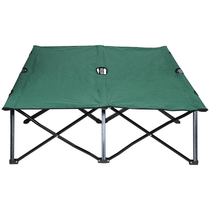 Double Camping Cot Bed, with Bag - Green