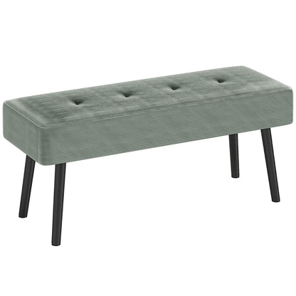 End of Bed Bench, Corduroy Bedroom Bench with Thick Padding and Steel Legs, Tufted Window Seat for Entryway, Living Room