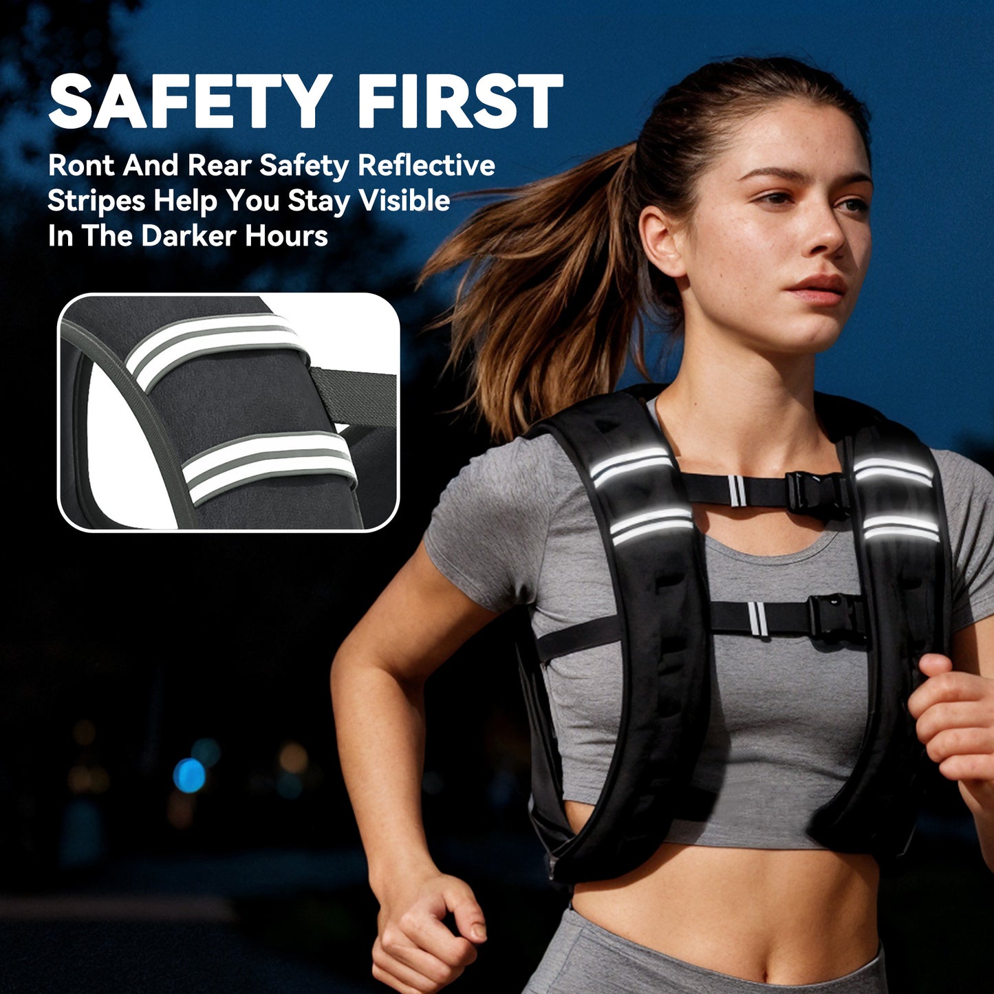 5KG Weighted Vest, Running Weight Vest with Adjustable Strap, Convenient Pocket and Reflective Strips for Men and Women