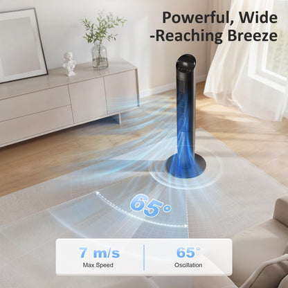 Tower Fan with WiFi App Control Standing Floor Cooling Fan Remote Control 101.8 cm Black