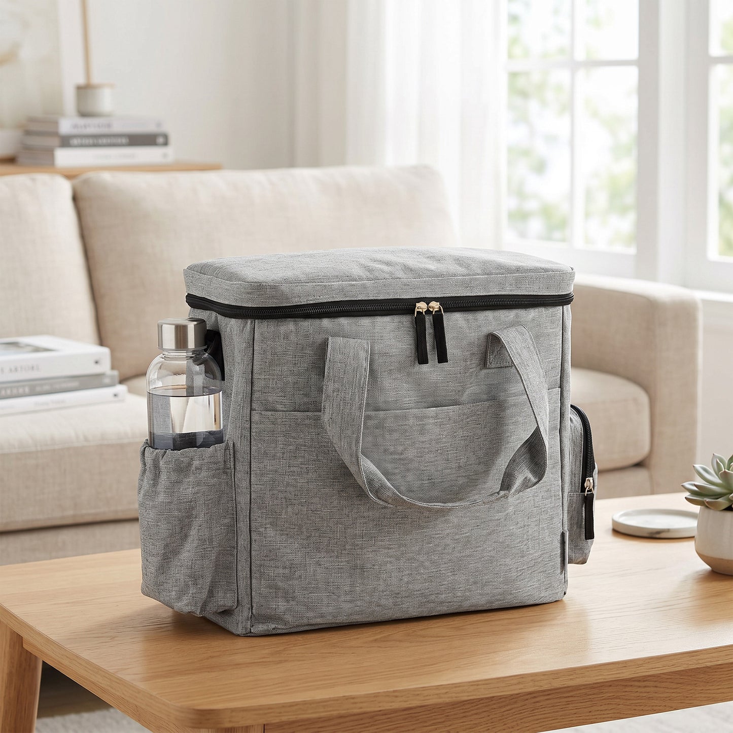 Dog Travel Bag, Waterproof Walking Bag with Multiple Pockets, Two Food Containers and Collapsible Bowl for Cat Puppy