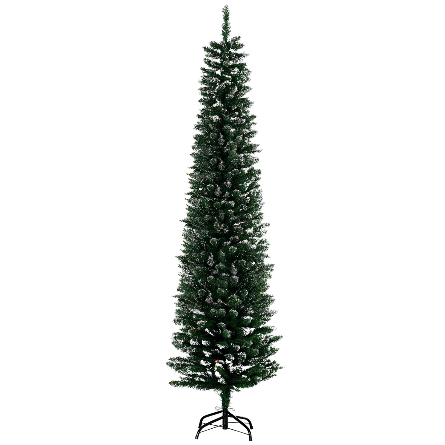 6FT Artificial Snow Dipped Christmas Tree Xmas Pencil Tree Holiday Home Indoor Decoration with Foldable Black Stand, Green