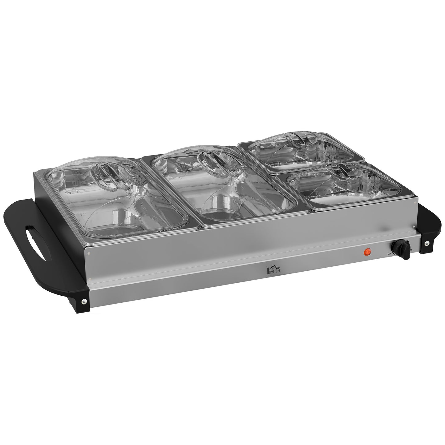4 Tray Electric Food Warmer Buffet Server with Warming Plate, Cool Touch Handles, Adjustable Temperature, 300W