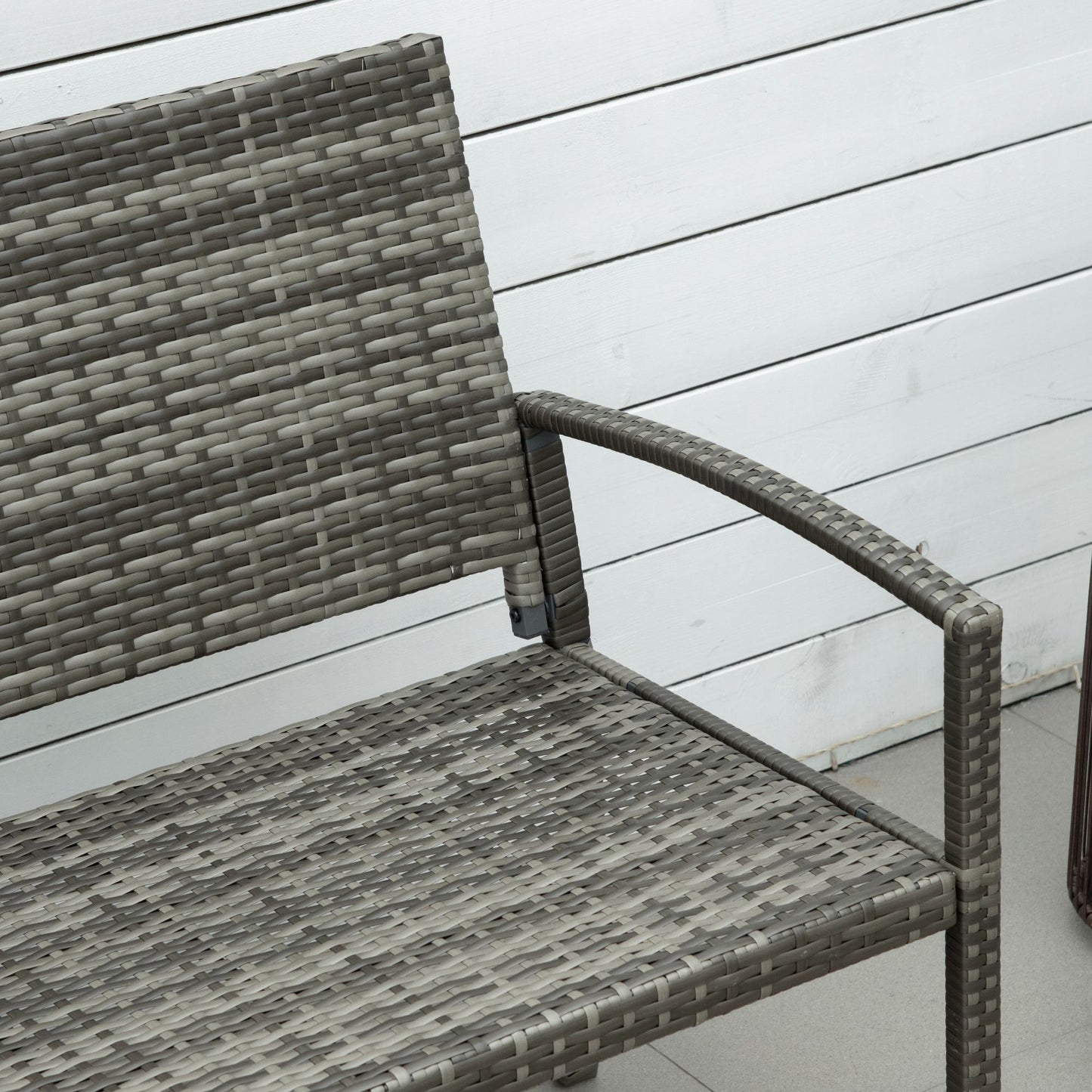 2 Seater Poly Rattan Garden Bench, All Weather Wicker Garden Loveseat, Outdoor Seating Bench with 240 Load Capacity