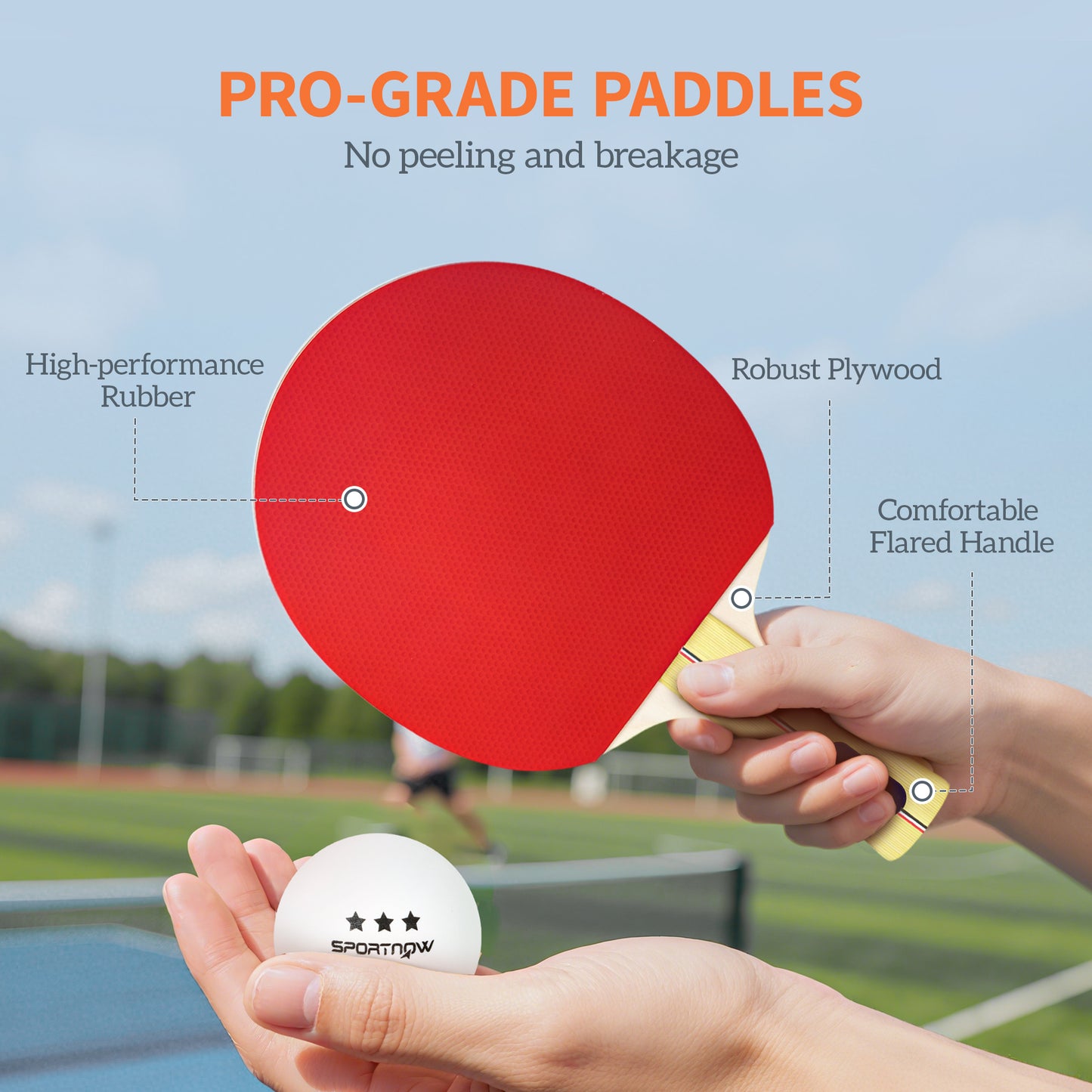 Portable Table Tennis Set with Four Rackets, Eight Balls, Storage Case