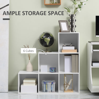 3-tier Step 6 Cubes Storage Unit Particle Board Cabinet Bookcase Organiser Home Office Shelves - White