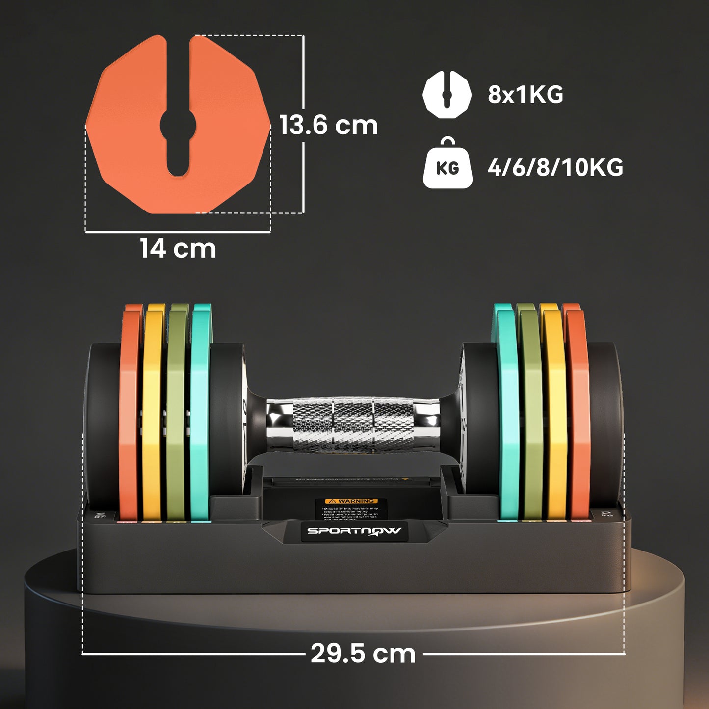 Adjustable Dumbbells Set with Safety Locking Mechanism, Multicoloured