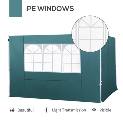 2.95 Meters Gazebo Replaceable Exchangeable Side Panel Wall Panels Walls With Window, Dark Green
