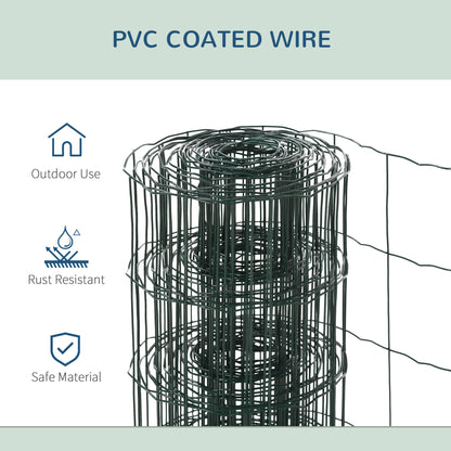 0.6M x 10M Chicken Wire Mesh Roll Rabbit Poultry Animal Fence PVC Coated Steel Metal Garden Netting Fencing