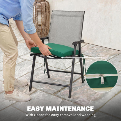 Set of 6 Chair Cushion Seat Pads Dining Chair w/ Straps, Indoor Outdoor Removable Tie On Garden Patio, Green