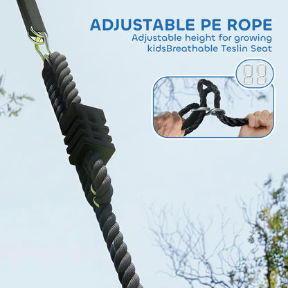 Tree Swing Seat, 120cm Kids Saucer Swing with Adjustable Ropes and Tree Straps, 300kg Capacity, Multicolour