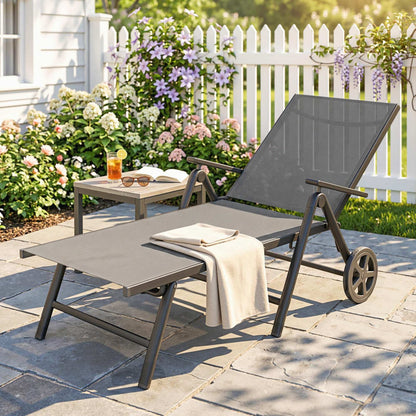 Five-Position Reclining Sun Lounger - Grey