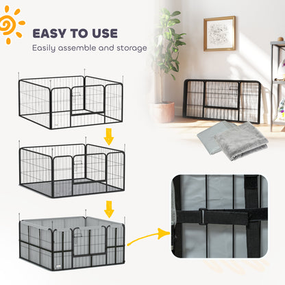 Steel Dog Whelping Box with Washable Whelping Pad, Wind-Resistant Cloth, for Small, Medium Dogs, 122 x 122 x 60cm