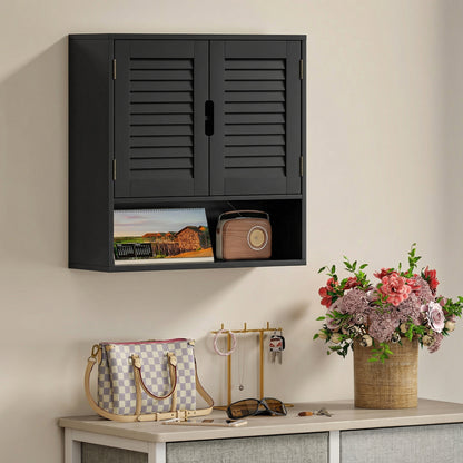 Bathroom Cabinet, Wall Mounted Storage Cabinet with Adjustable Shelves, 60 x 20 x 60 cm, Black