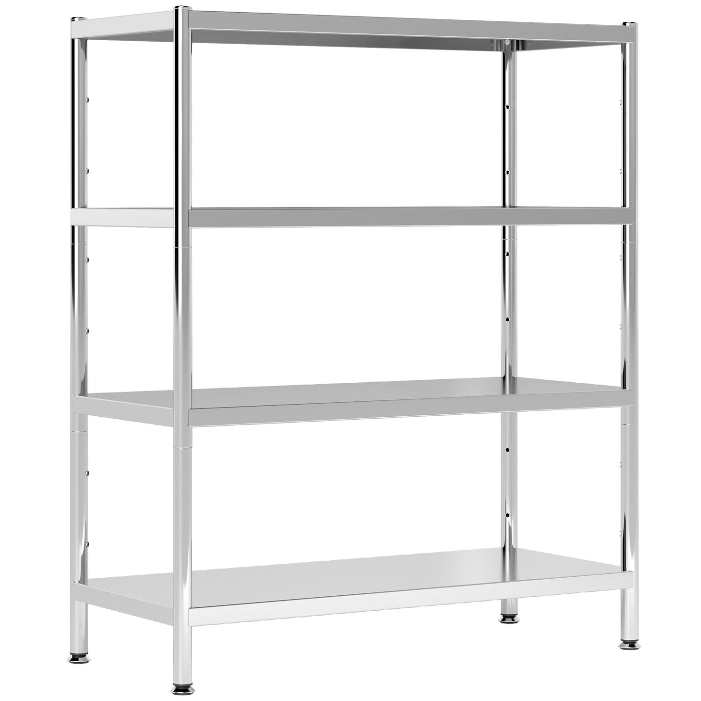 4-Tier Bakers Rack with Storage, Stainless Steel Microwave Stand with Adjustable Shelves for Small Spaces
