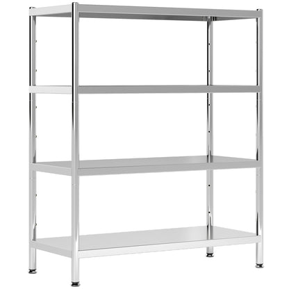 4-Tier Bakers Rack with Storage, Stainless Steel Microwave Stand with Adjustable Shelves for Small Spaces