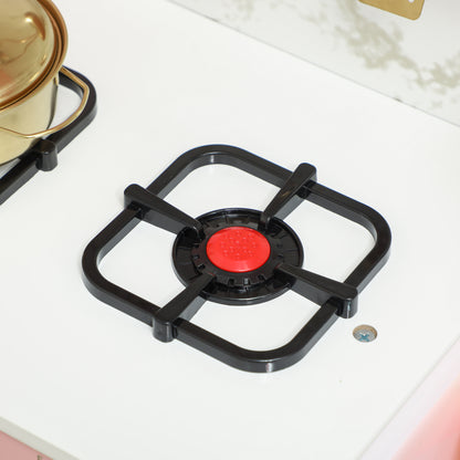 Kitchen Playset with Pretend Play Cooking Accessories, Play Kitchen with Oven, Microwave and Sink, Pink