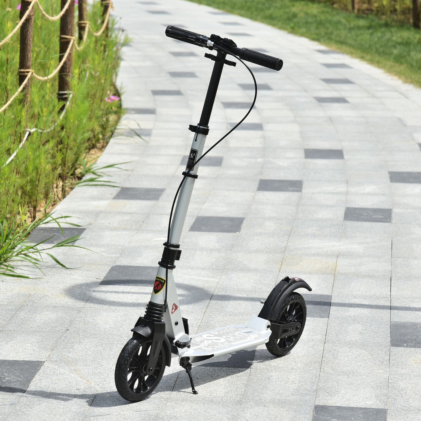 Teen/Adults Aluminium Folding Kick Scooter w/ Shock Mitigation System Silver
