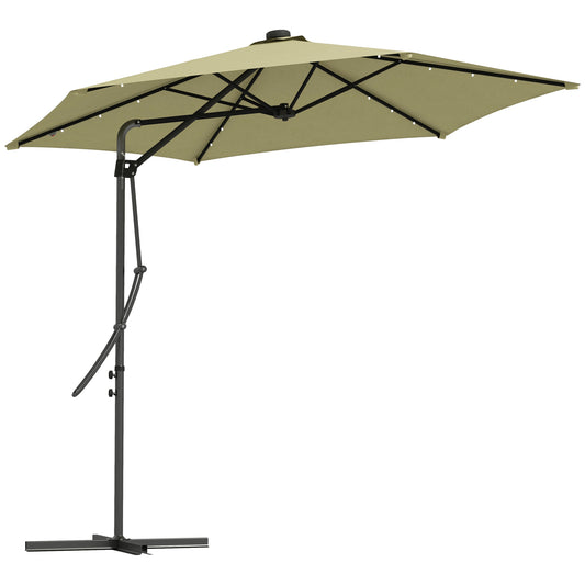 3(m) Solar LED Cantilever Parasol - Beige