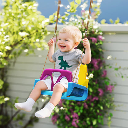 3 in 1 Detachable Kids Swing Seat with Seatbelt, Adjustable Rope for Indoor, Outdoor, Light Blue