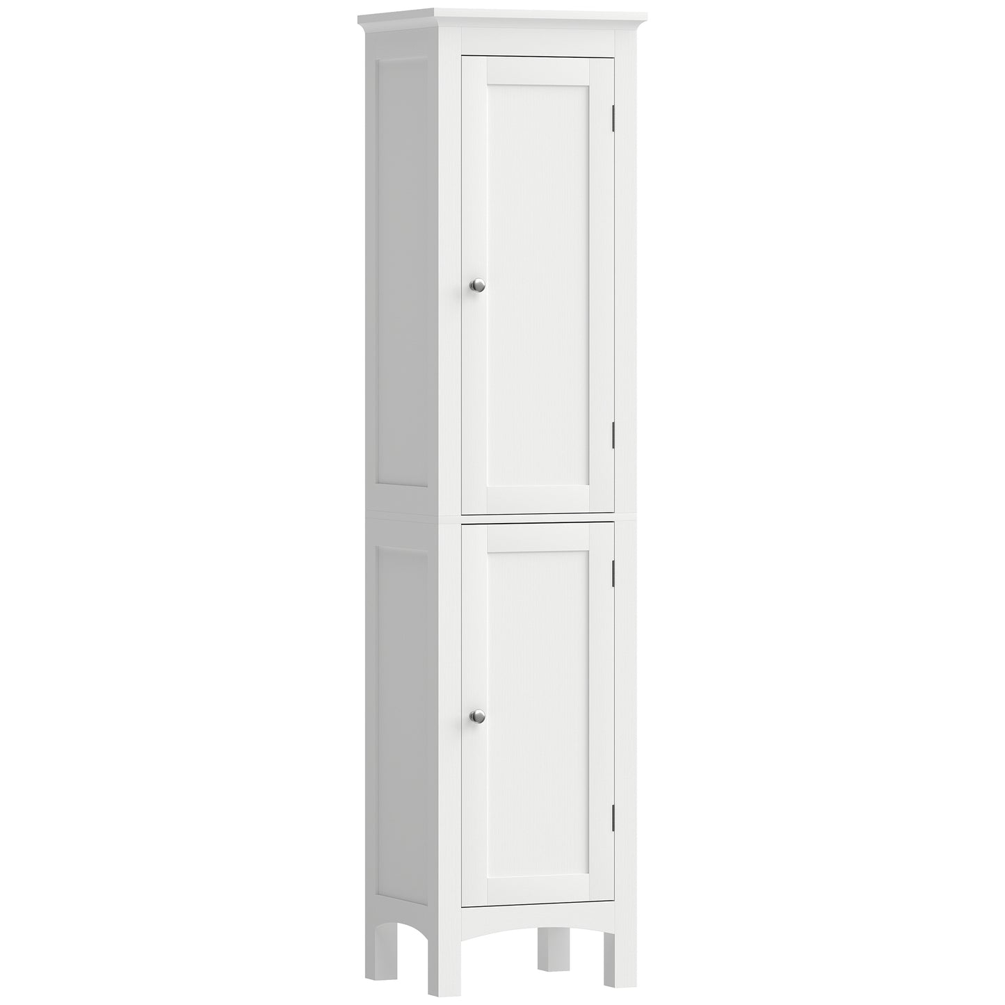 Tall Bathroom Storage Unit, Slim Bathroom Cabinet with Adjustable Shelves and Double Door, White