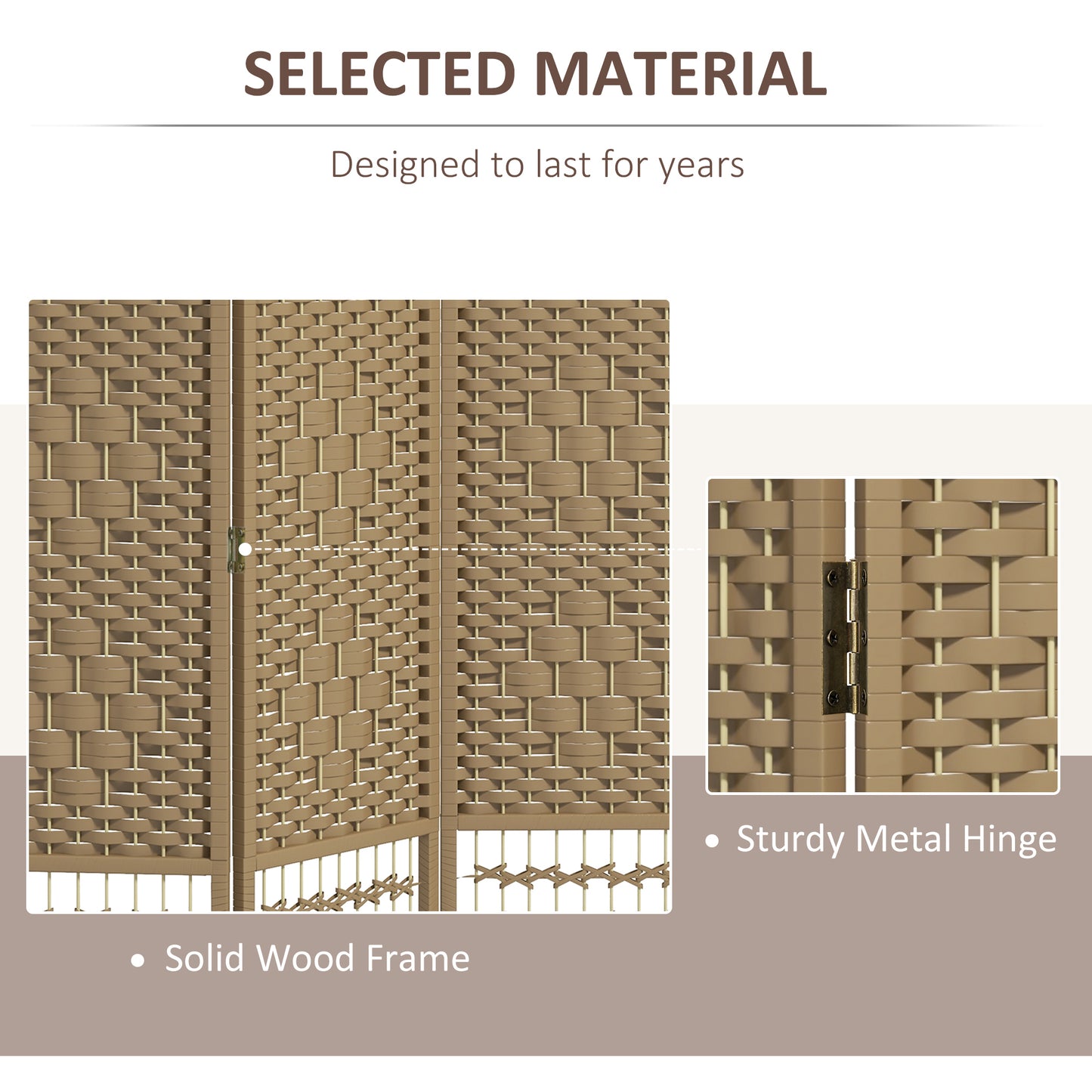 3 Panel Folding Room Divider, Privacy Screen, Paravent Partition Separator for Living Room, Bedroom, Natural Wood
